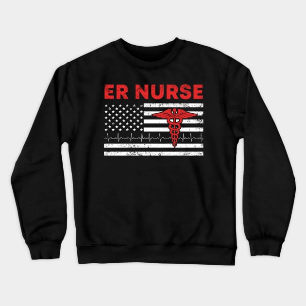 Emergency Room ER Nurse with American Flag Vintage Crewneck Sweatshirt by neonatalnurse